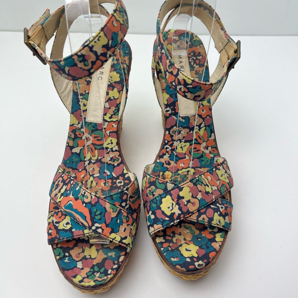 Marc Jacobs Vintage Floral Print Woven Platform Wedge Retro Sandals - Picture 3 of 11